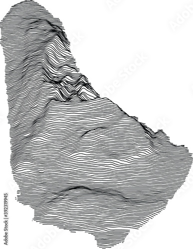 Topographic map of Barbados with black contour lines