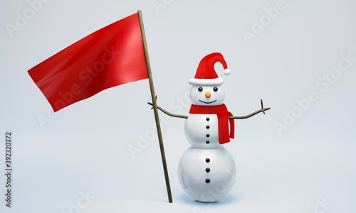 Snowman wearing red wool ha...