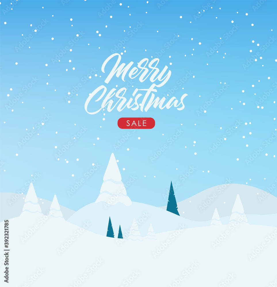 Hello winter, snow background, shop now, sale banner, snowflake vector illustration