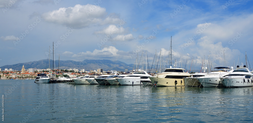 Luxury Boats moored  at the  harbour of Split Croatia.