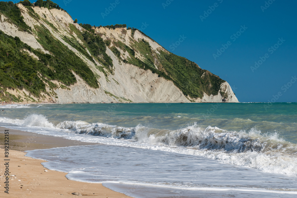 Cliff in the Mezzavalle beach along the mount Conero (Marche, Italy)