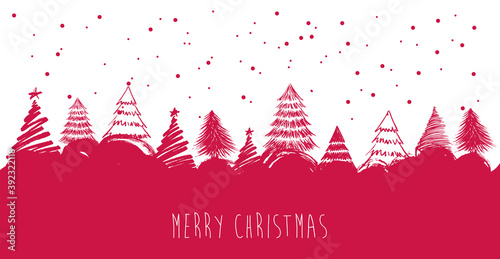  Christmas tree hand drawn illustrations. Vector.