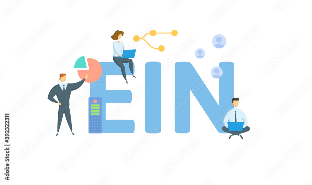 EIN, Employer Identification Number. Concept with keywords, people and icons. Flat vector illustration. Isolated on white background. EIN, Employer Identification Number. Concept with keywords, people and icons. Flat vector illustration. Isolated on white background.