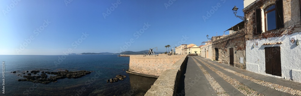 seafront bastion in alghero, sardinia, italy seafront bastion in alghero, sardinia, italy