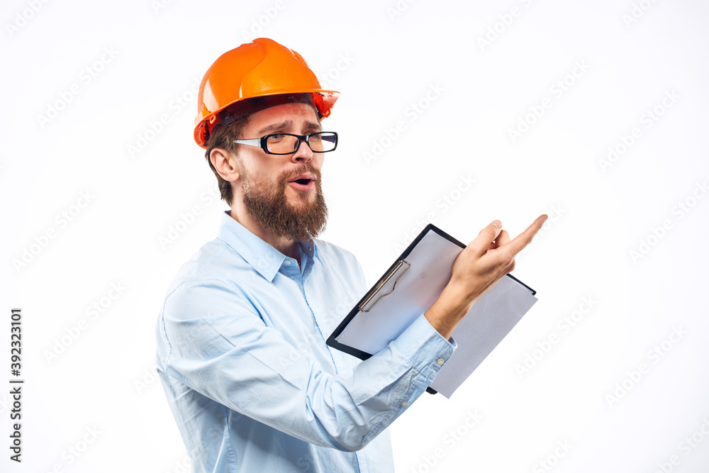 Working man with documents engineer industry construction professionals Working man with documents engineer industry construction professionals