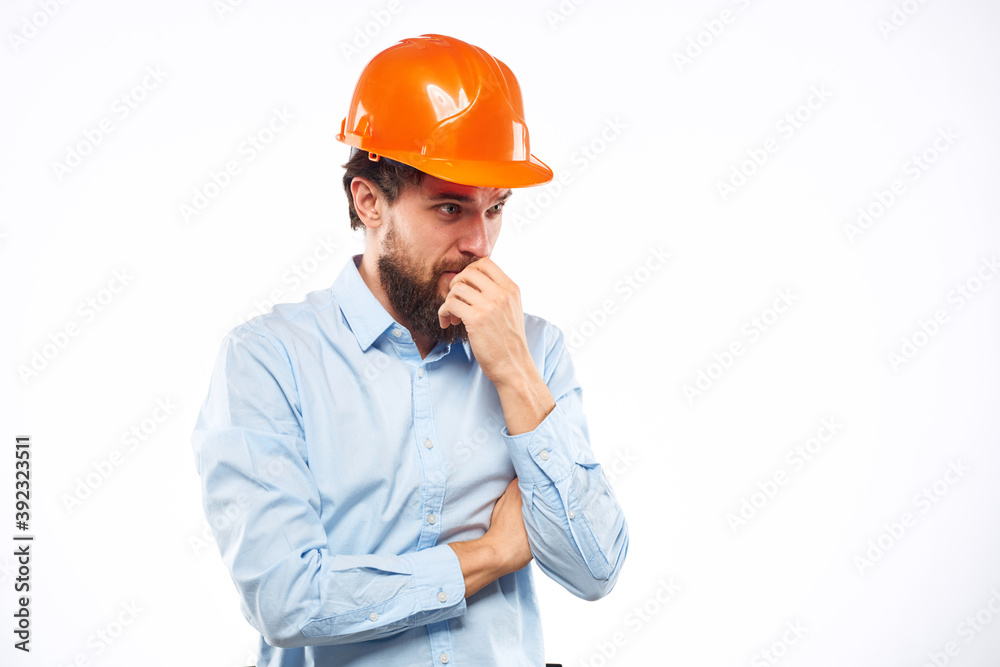 man in work uniform orange helmet professional safety industry construction man in work uniform orange helmet professional safety industry construction
