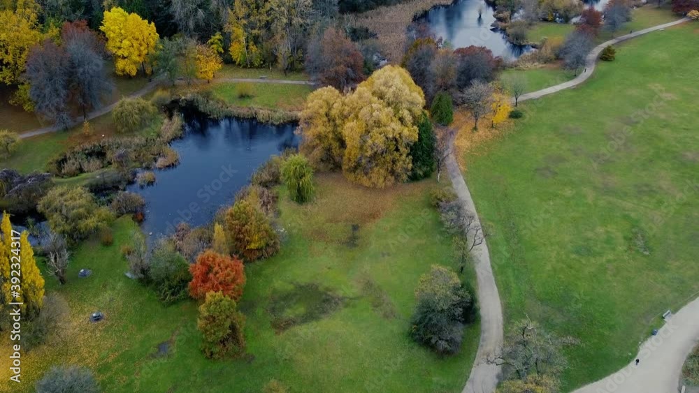 Aerial view of the small lake in the middle of Vancouver in autumn Aerial view of the small lake in the middle of Vancouver in autumn