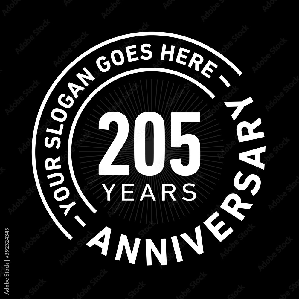 205 years anniversary logo template. Vector and illustration.
