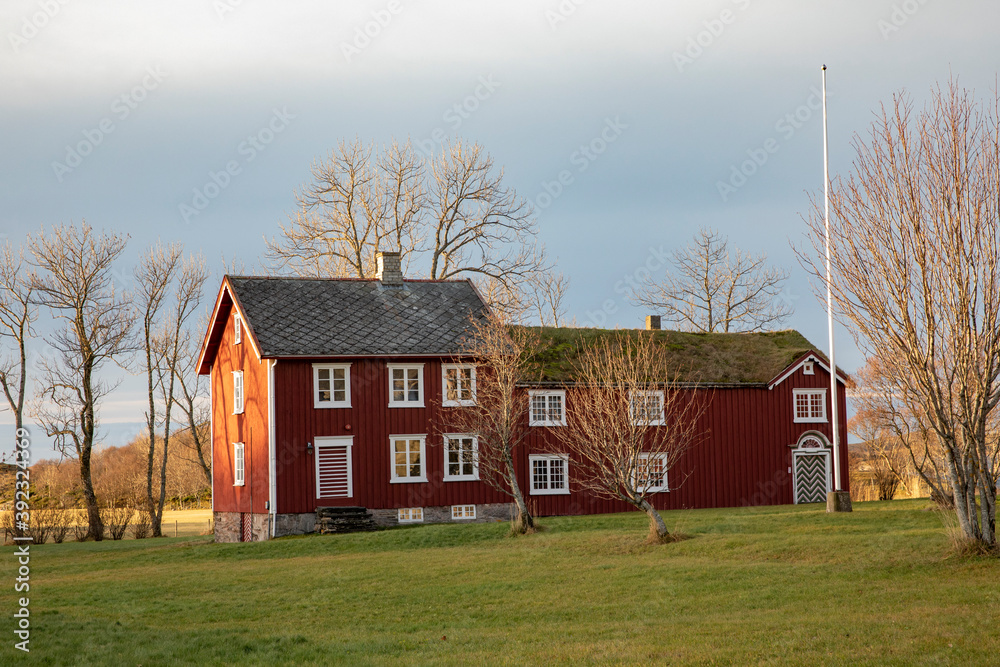 Fototapeta premium Old farmhouse in Nordland county,Helgeland,Nordland ,Norway,scandinavia,Europe