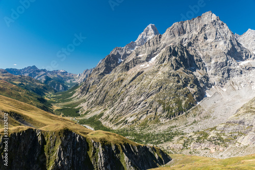 Panoramic view of Val Ferret, in the eastern rim of Mont Blanc massif (Aosta Valley, Italy) photo
