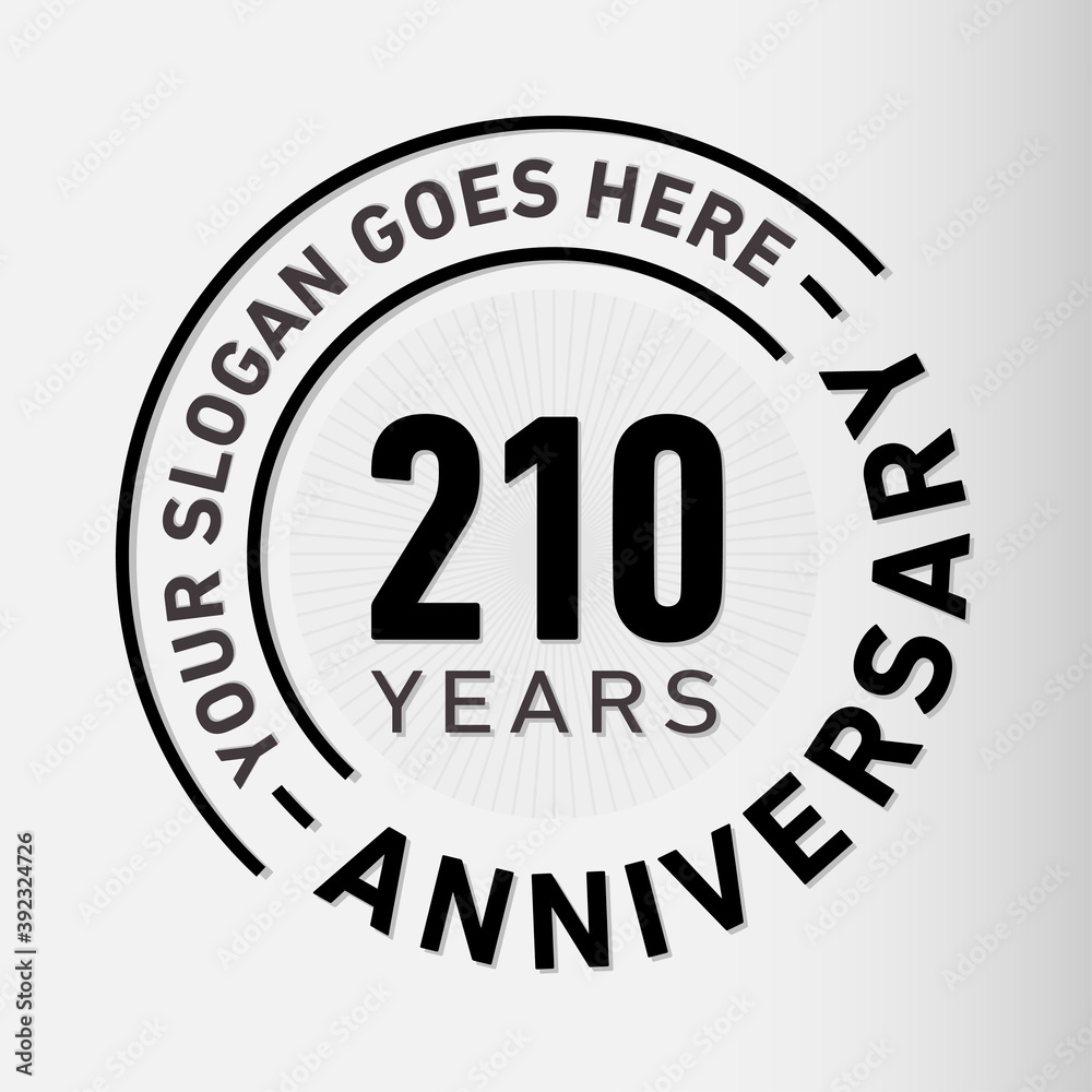 210 years anniversary logo template. Vector and illustration.

