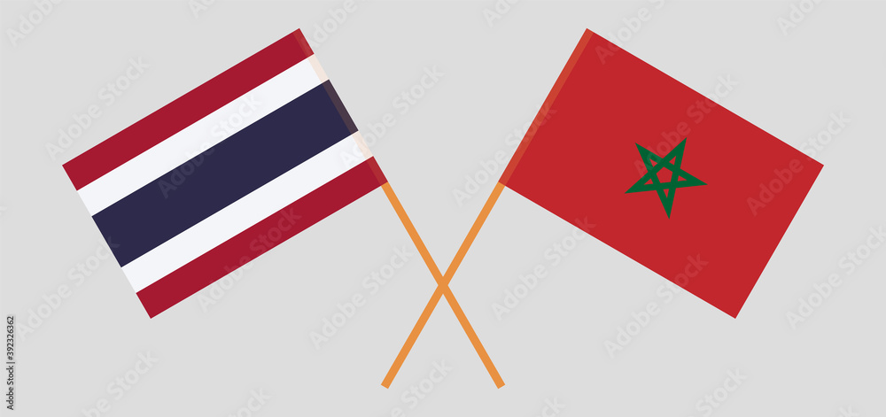 Crossed flags of Morocco and Thailand Crossed flags of Morocco and Thailand