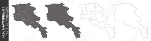 set of 4 political maps of Armenia  with regions isolated on white background