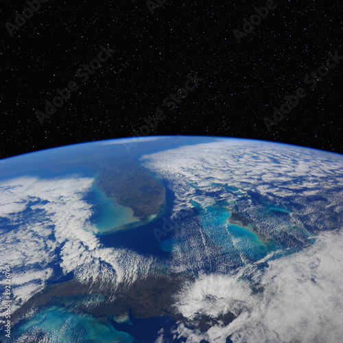 Fototapeta Naklejka Na Ścianę i Meble -  Cuba and Florida from space. Elements of this image furnished by NASA.