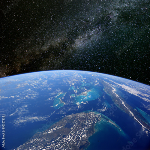 Fototapeta Naklejka Na Ścianę i Meble -  Florida, The Bahamas and Cuba from space. Elements of this image furnished by NASA.