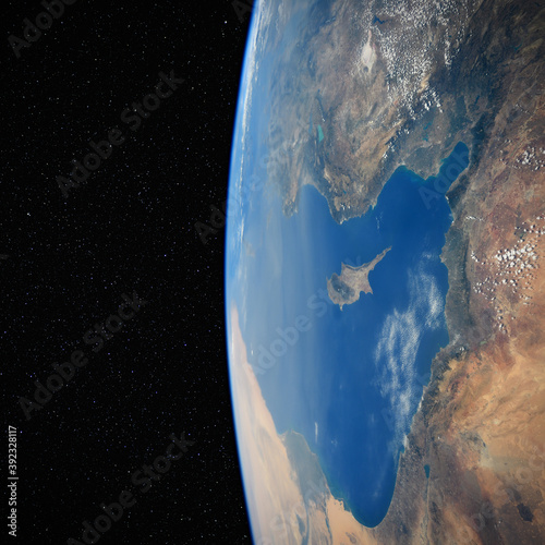 Fototapeta Naklejka Na Ścianę i Meble -  Eastern Mediterranean from space. Elements of this image furnished by NASA.