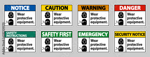 Wear Protective Equipment with goggles and glasses graphics