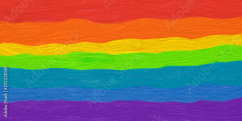 LGBTQ culture concept, art drawing. Rainbow colors of the LGBT flag, a symbol of the sexual minority community. Abstract painted background, stained texture with brush strokes. Colorful illustration.