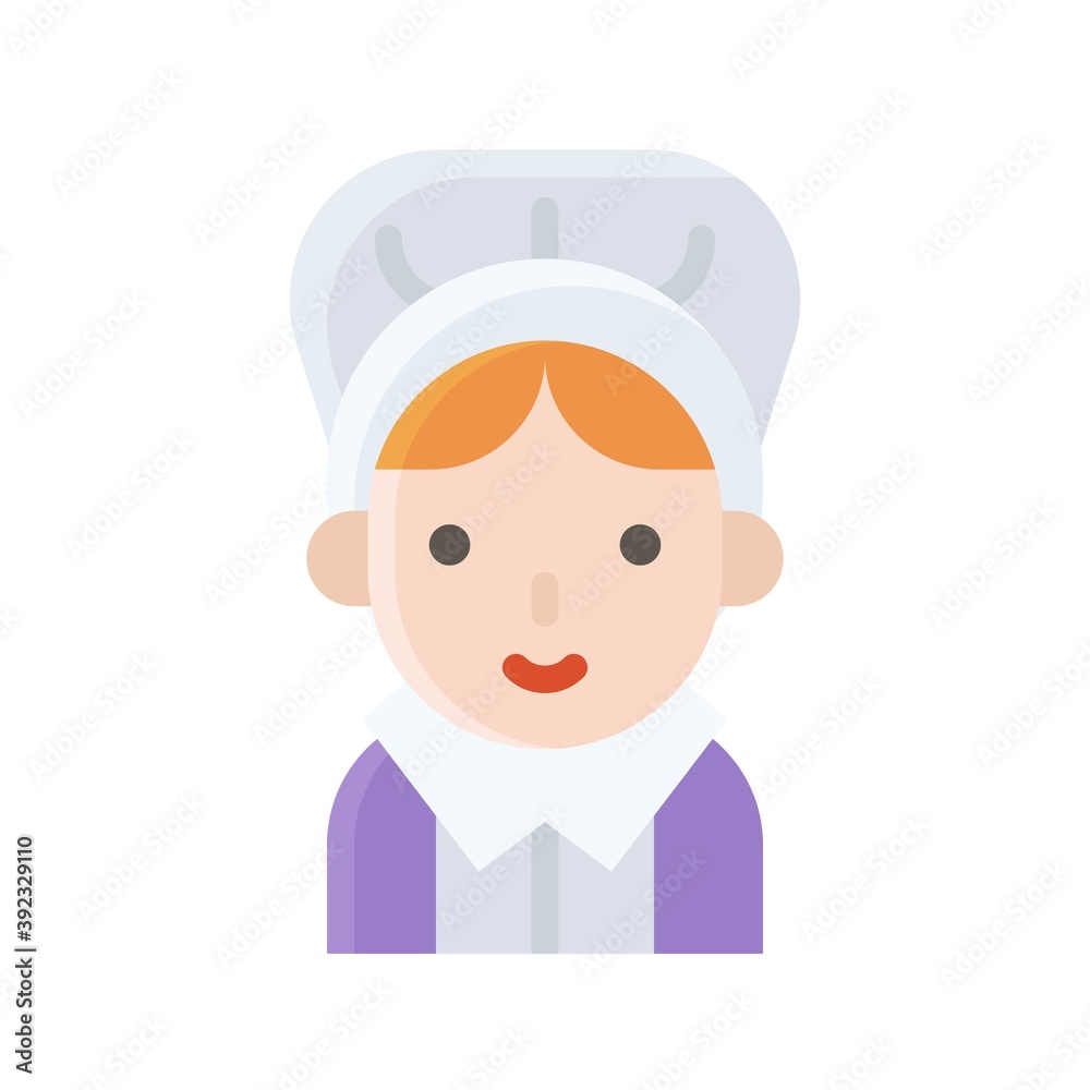 Pilgrim woman icon, Thanksgiving related vector Pilgrim woman icon, Thanksgiving related vector