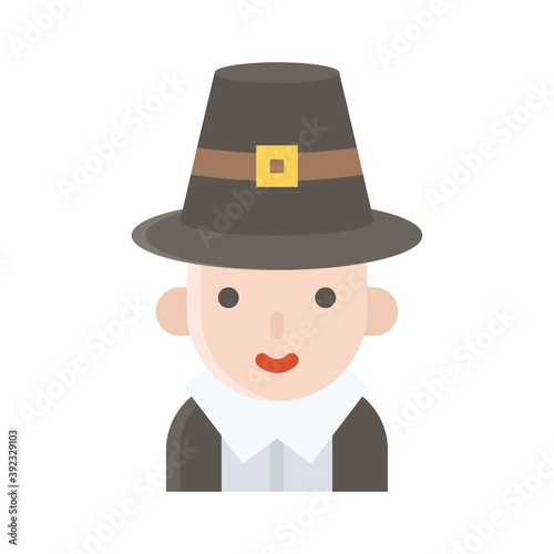 Pilgrim man icon, Thanksgiving related vector