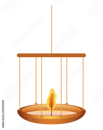 candle on a orange chandelier