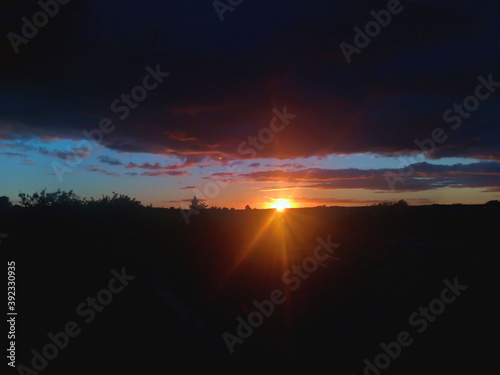 sunset over the town