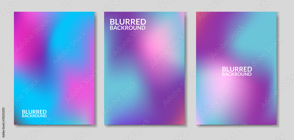Naklejka premium Blurred backgrounds set with modern abstract blurred dark color gradient patterns. Smooth templates collection for brochures, posters, banners, flyers and cards. Vector illustration.