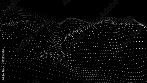 Abstract Molecural background. Particles wave. Science background. Space abstract. Futuristic point wave. 3D abstract digital wave particles. Landscape background vector. Vector illustration.