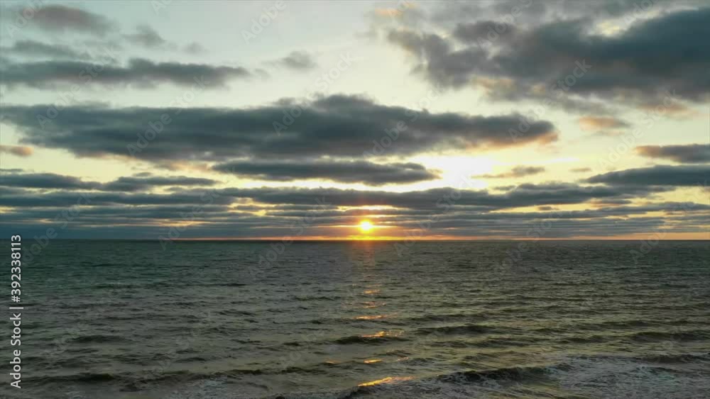Beautiful sunset above sea aerial view. Beautiful sunset above sea aerial view.