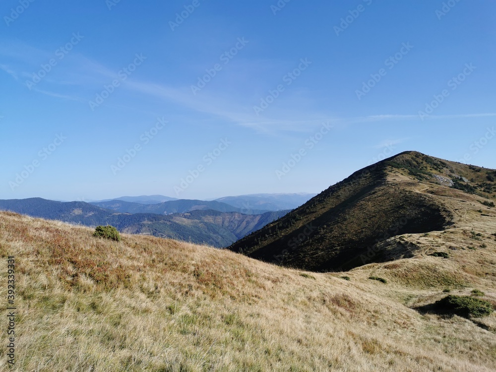 Mountain range with small people