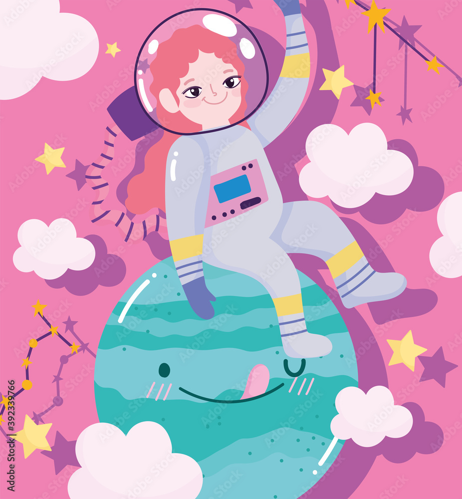 girl astronaut explore planet space adventure galaxy cartoon girl astronaut explore planet space adventure galaxy cartoon
