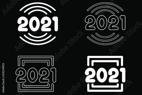 Vector. Happy new year 2021 logo text design. Design templates with 2021 typographic logo. 2021 happy new year symbols collection. Minimalistic backgrounds for branding  banner  cover  postcard