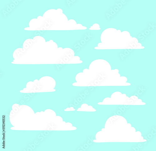 cloud hand-drawn set blue sky clouds collection vector illustration 