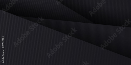 Black abstract background with 3D rendering and overlap shadow layer. Dark black neutral abstract background for presentation design