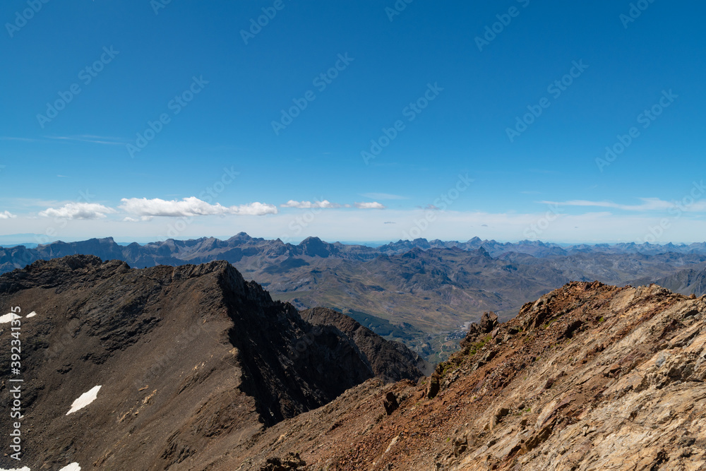 Views of the Argualas pass and peak algas from the  Garmo Negro in the Pyrenees