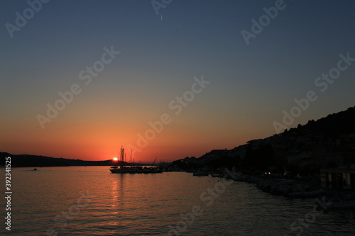 sunset over the harbor