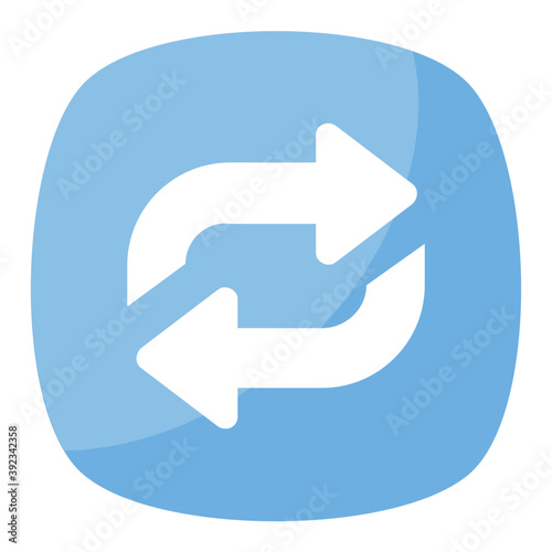 
Flat icon design of syncing arrows, sign of repeat button 
