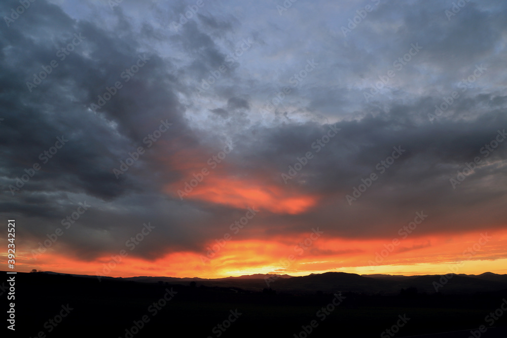 coucher de soleil sur le massif du Sancy