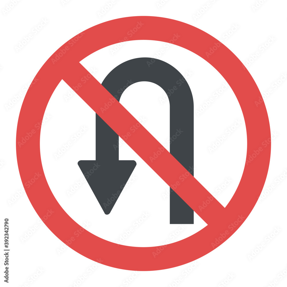 Turning arrow indicating no u-turn
Turning arrow indicating no u-turn