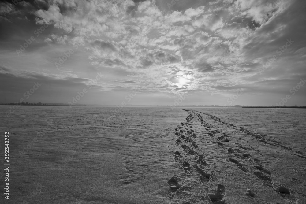 footprints on the snow