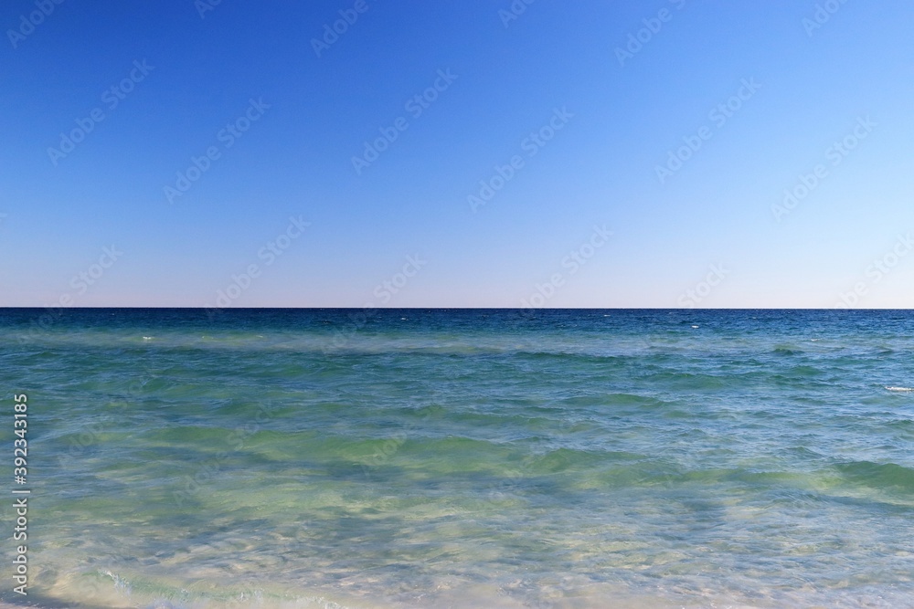 View of the endless expanses of the ocean from the beach