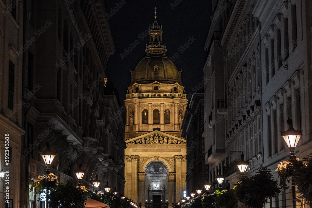 St. Stephen's Basilica in Budapest in the night St. Stephen's Basilica in Budapest in the night
