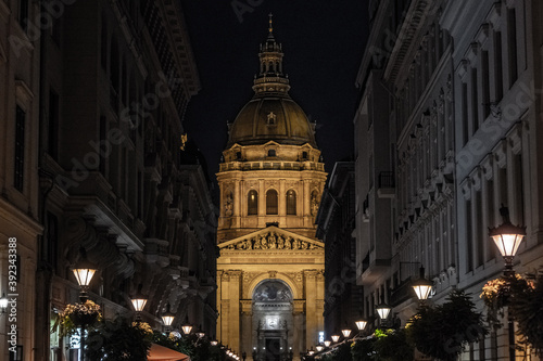 St. Stephen's Basilica in Budapest in the night