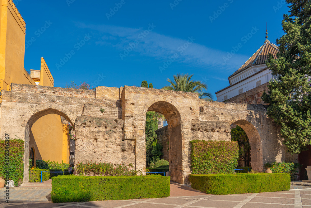 Real Alcazar arch door of Sevilla, Spain