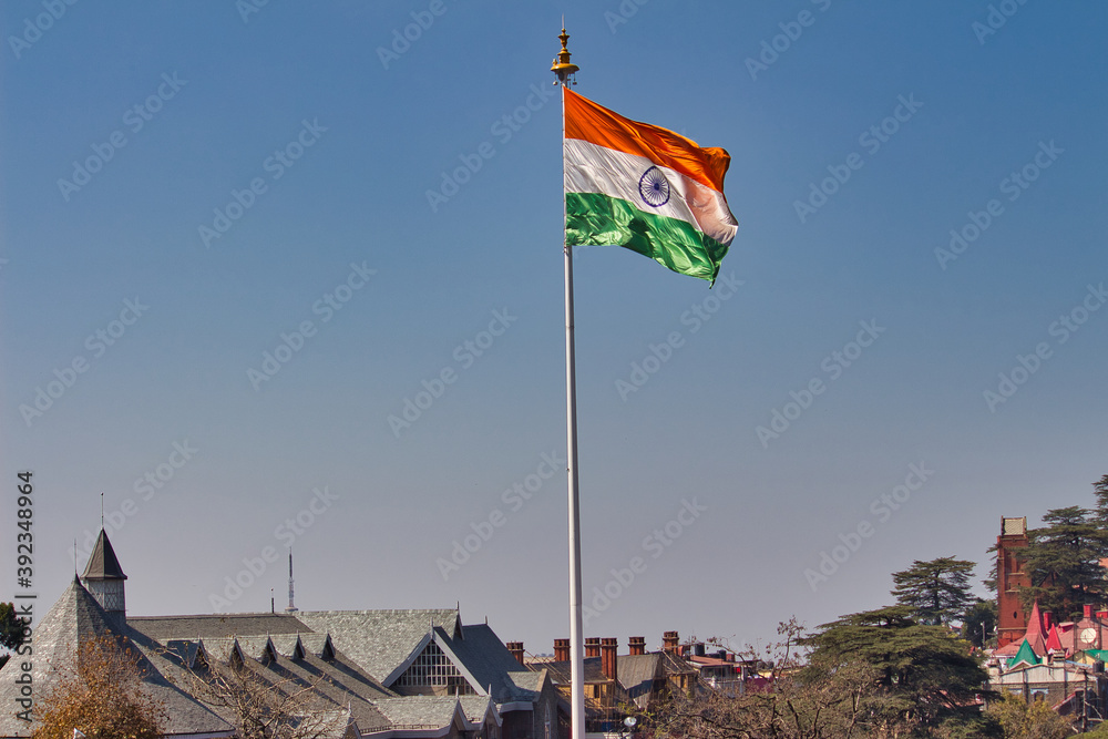 Indian flag on the top of a church