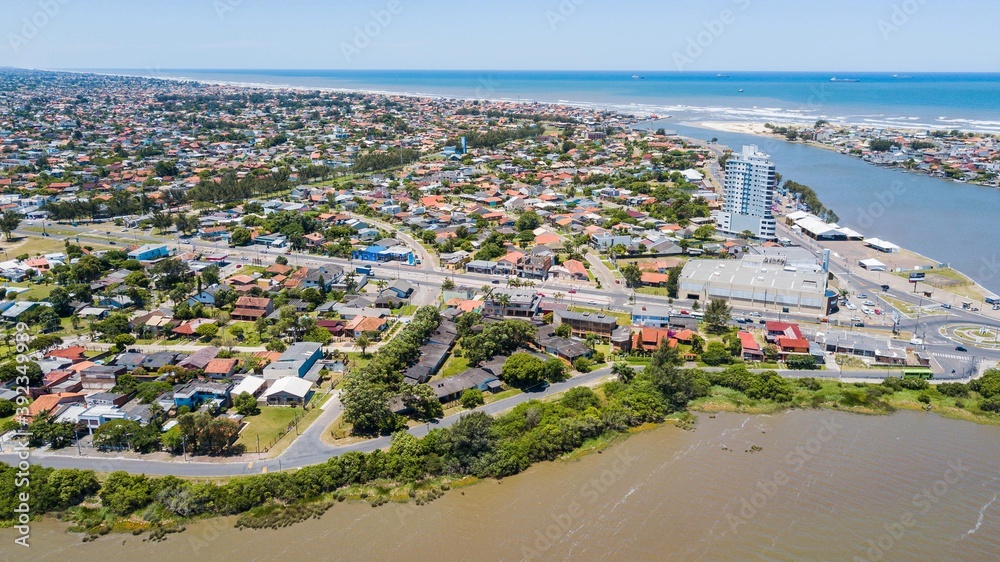 Fototapeta premium Imbé - RS. Aerial view of Imbé city and beach - Rio Grande do Sul – Brazil