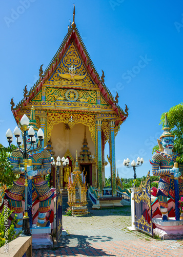Facade of a Buddhist temple Wat Khunaram on the island of Koh Samui, Thailand photo