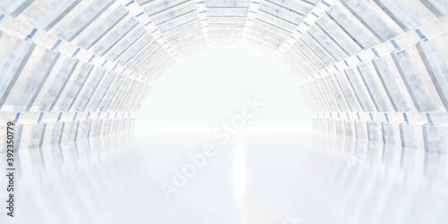 white hall technology abstract background 3d render illustration