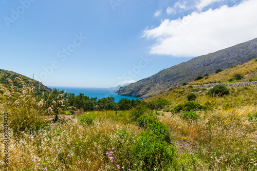 Valley directed to the sea at the Leranto Bay, Nerano, Sorrento Coast, Italy photo