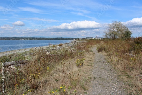A trail along the Semiahmoo Spit in fall